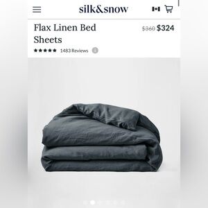 $366.12 Silk&Snow New! 100% Flax Linen Duvet Cover in Flint Black, King